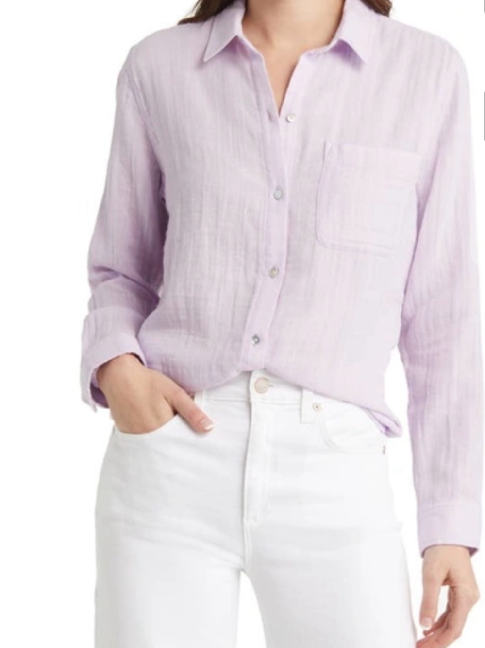 Rails Ellis Long Sleeve Cotton-Gauze Shirt In Purple size L.